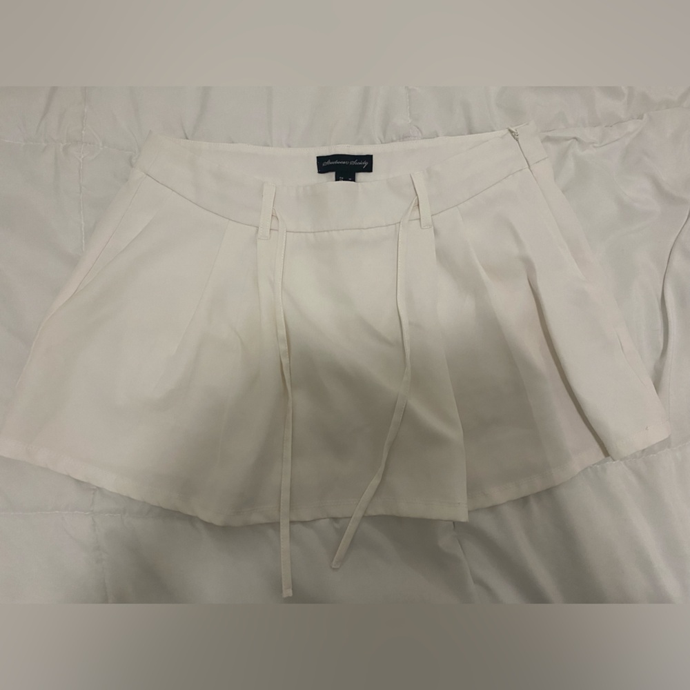 White Pleated Mini Skirt